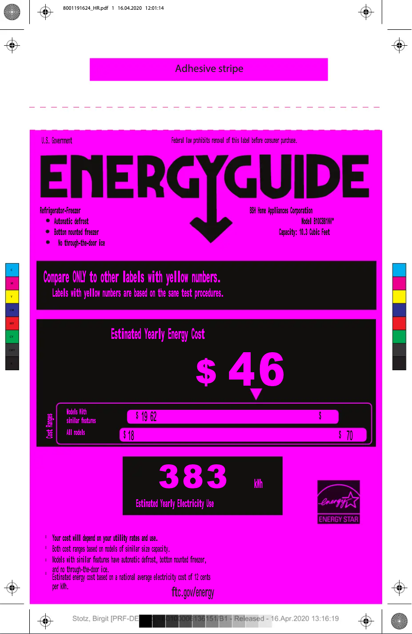 Page 1 of the manual Energy Label Bosch B10CB81NVW