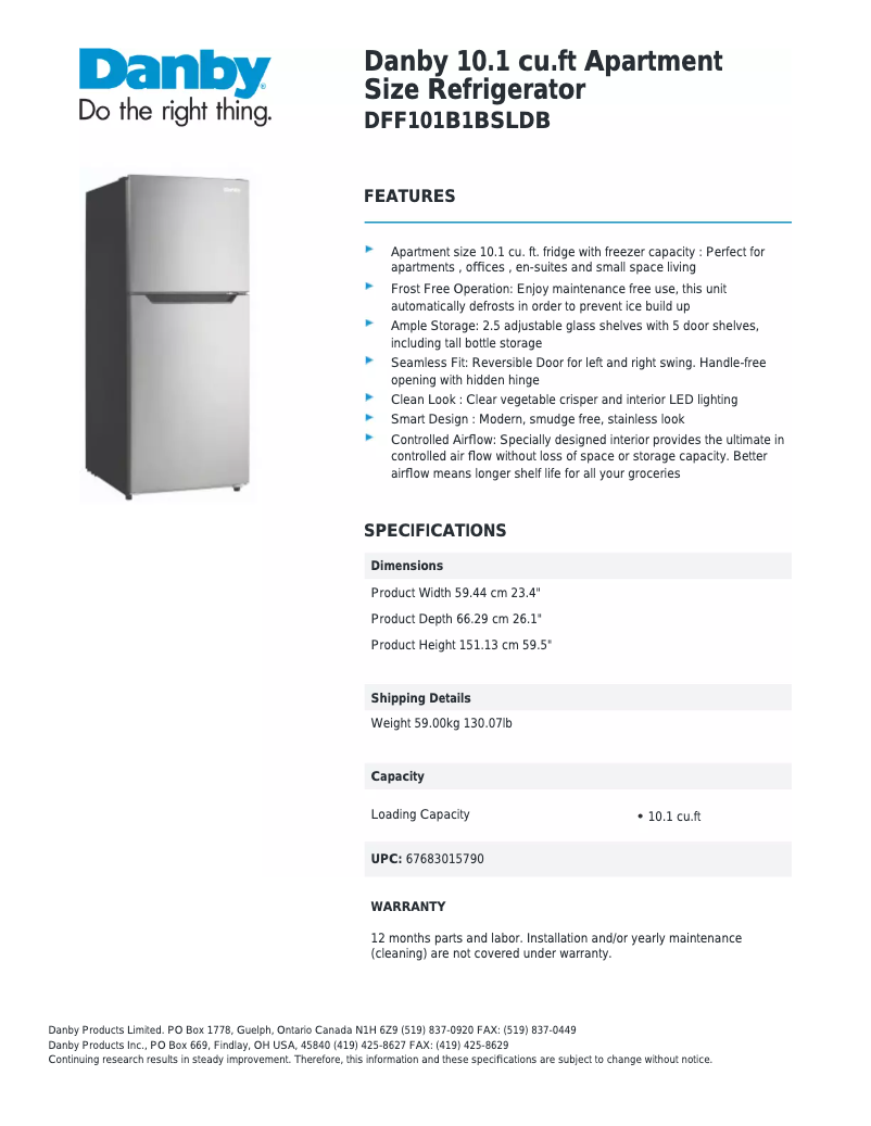 First page image of the manual for DFF101B1BSLDB