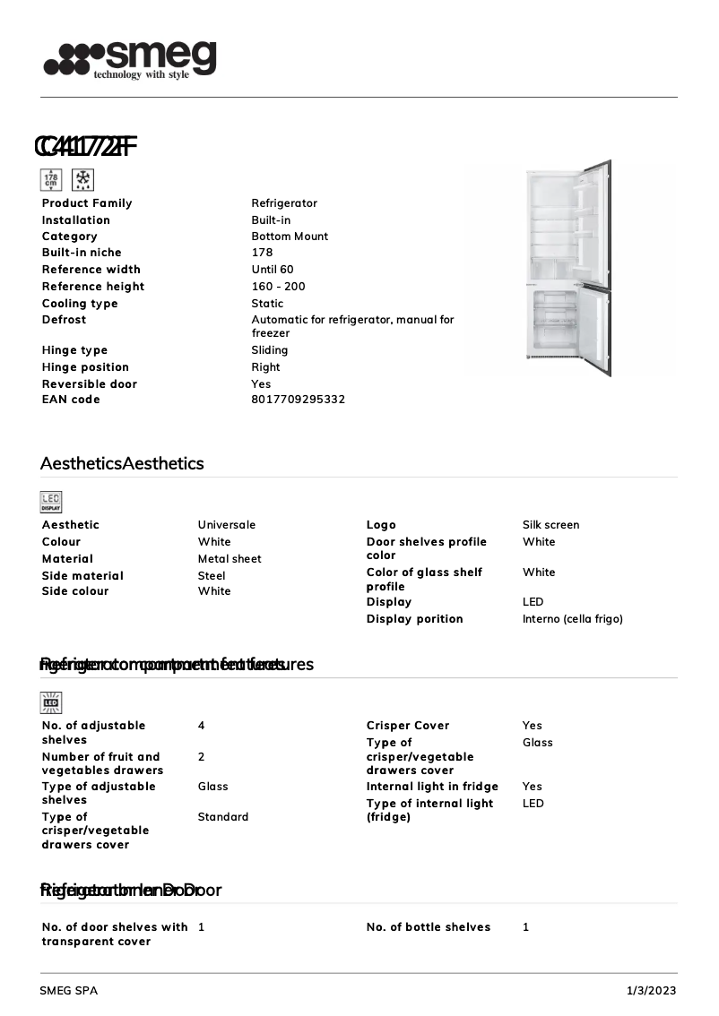Page 1 of the manual Brochure Smeg C4172F