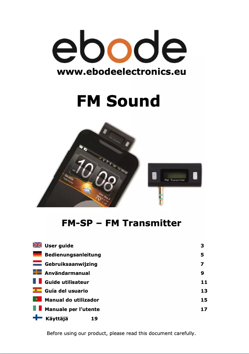Page 1 of the manual User Manual ebode FM-SP