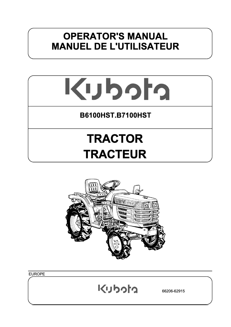 Page 1 de la notice Manuel utilisateur Kubota B7100HST