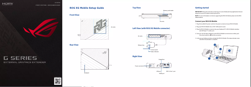 First page image of the manual for ROG XG GC31R