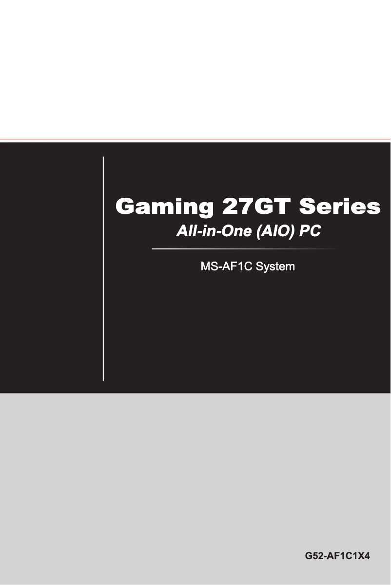 Page 1 of the manual User Manual MSI Wind Top Gaming 27T 6QE
