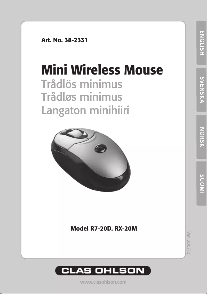 First page image of the manual for RX-20M