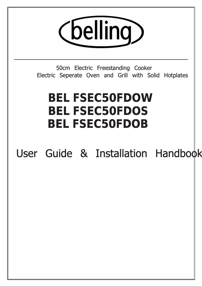 Page 1 of the manual User Manual Belling FSEC50FDO