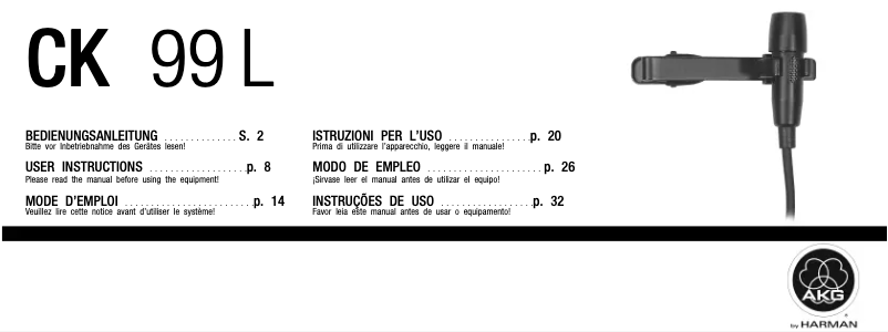 First page image of the manual for CK99L