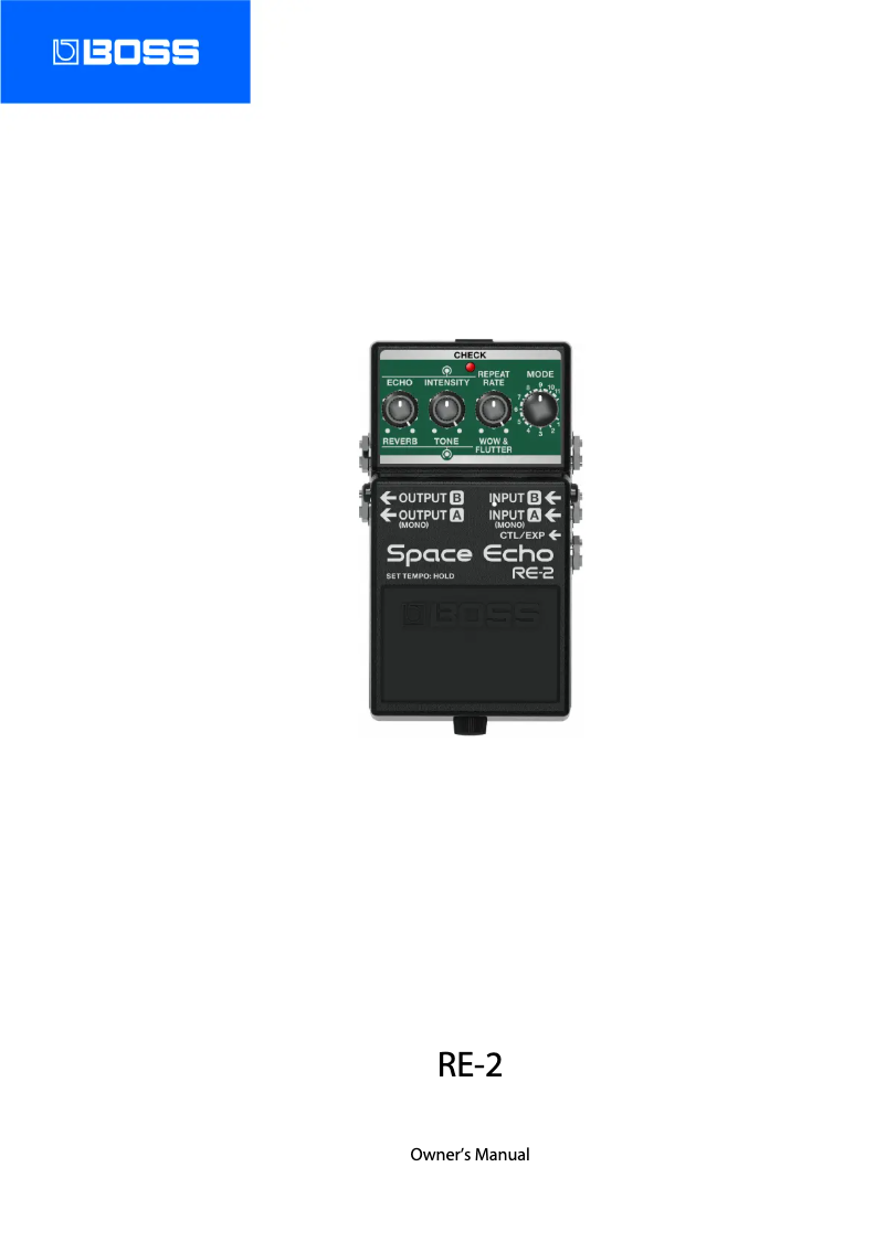 Page 1 of the manual User Manual Boss Space Echo RE-2