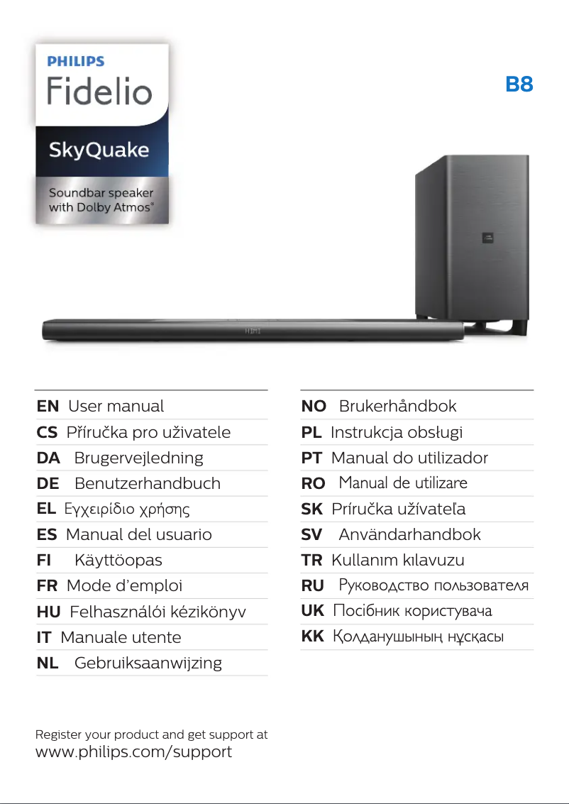 Page 1 of the manual User Manual Philips Fidelio B8