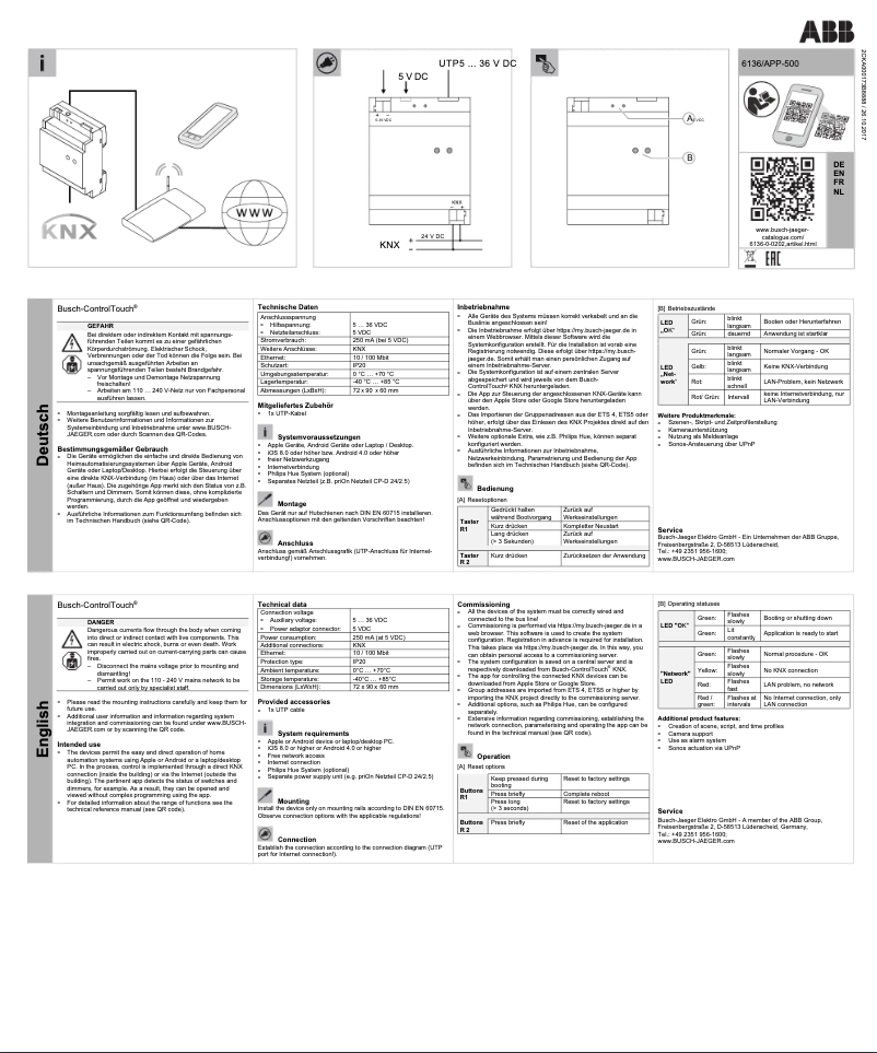 First page image of the manual for 6136/APP-500
