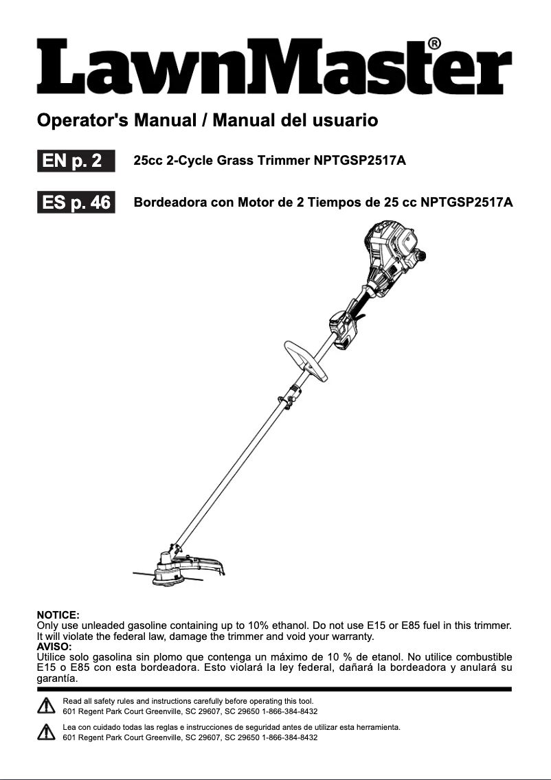 First page image of the manual for NPTGSP2517A