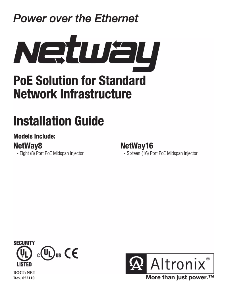 First page image of the manual for NetWay8