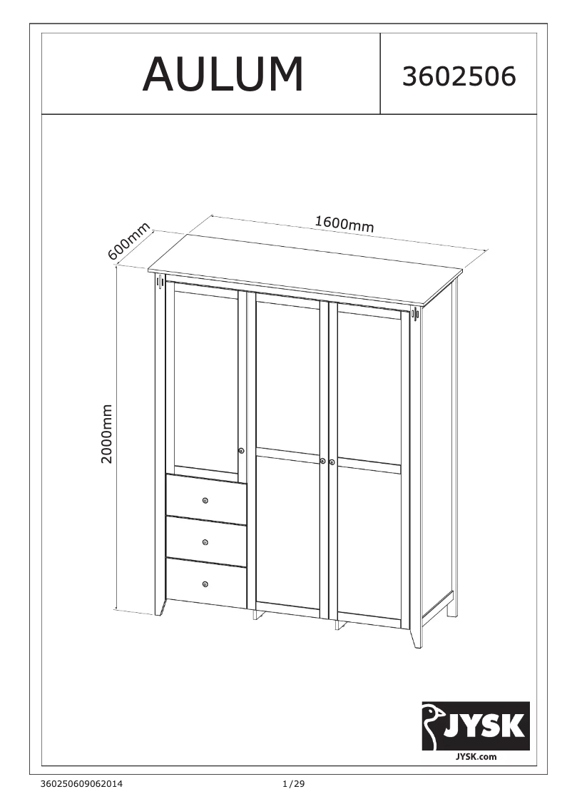 First page image of the manual for Aulum (160x200x60)