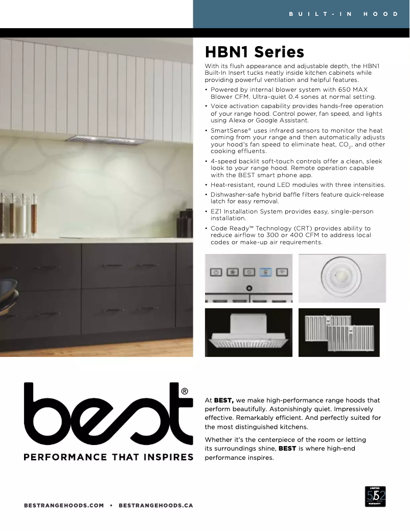 Page 1 of the manual Technical Sheet Best HBN1246SS