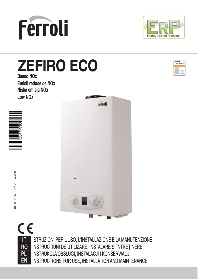 Page 1 of the manual User Manual Ferroli Zefiro Eco