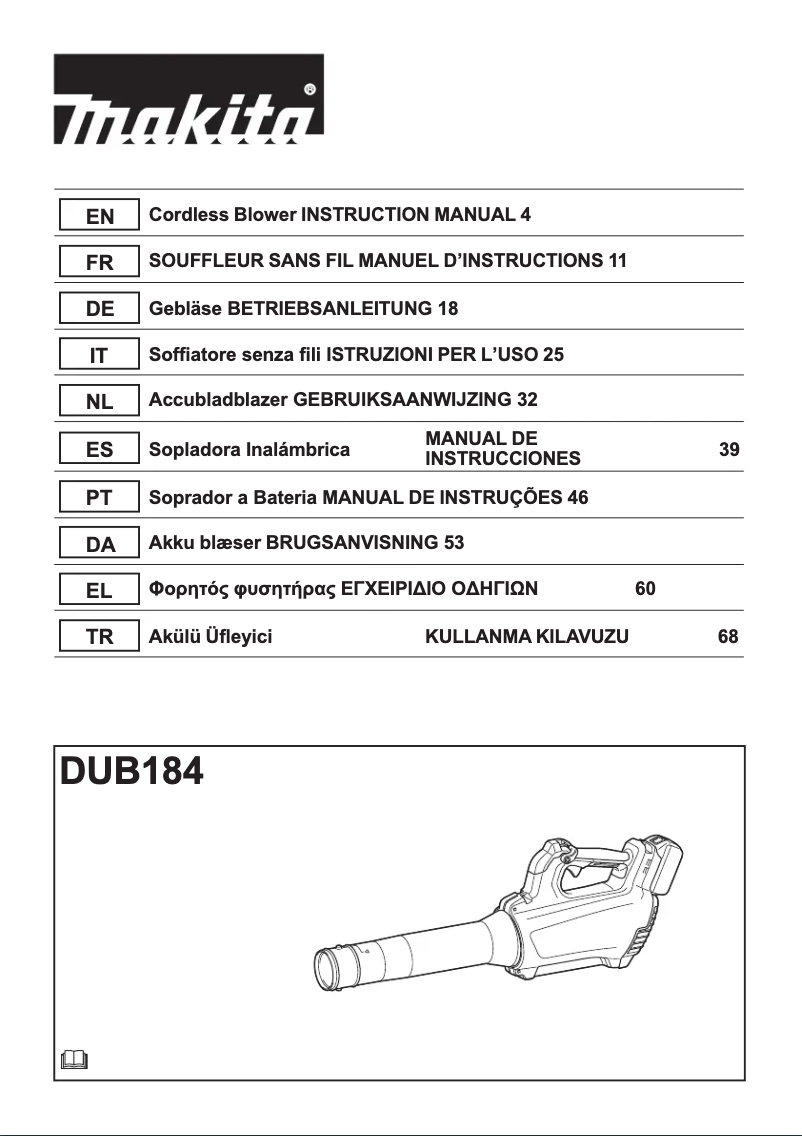 Page 1 of the manual User Manual Makita DUB184RF