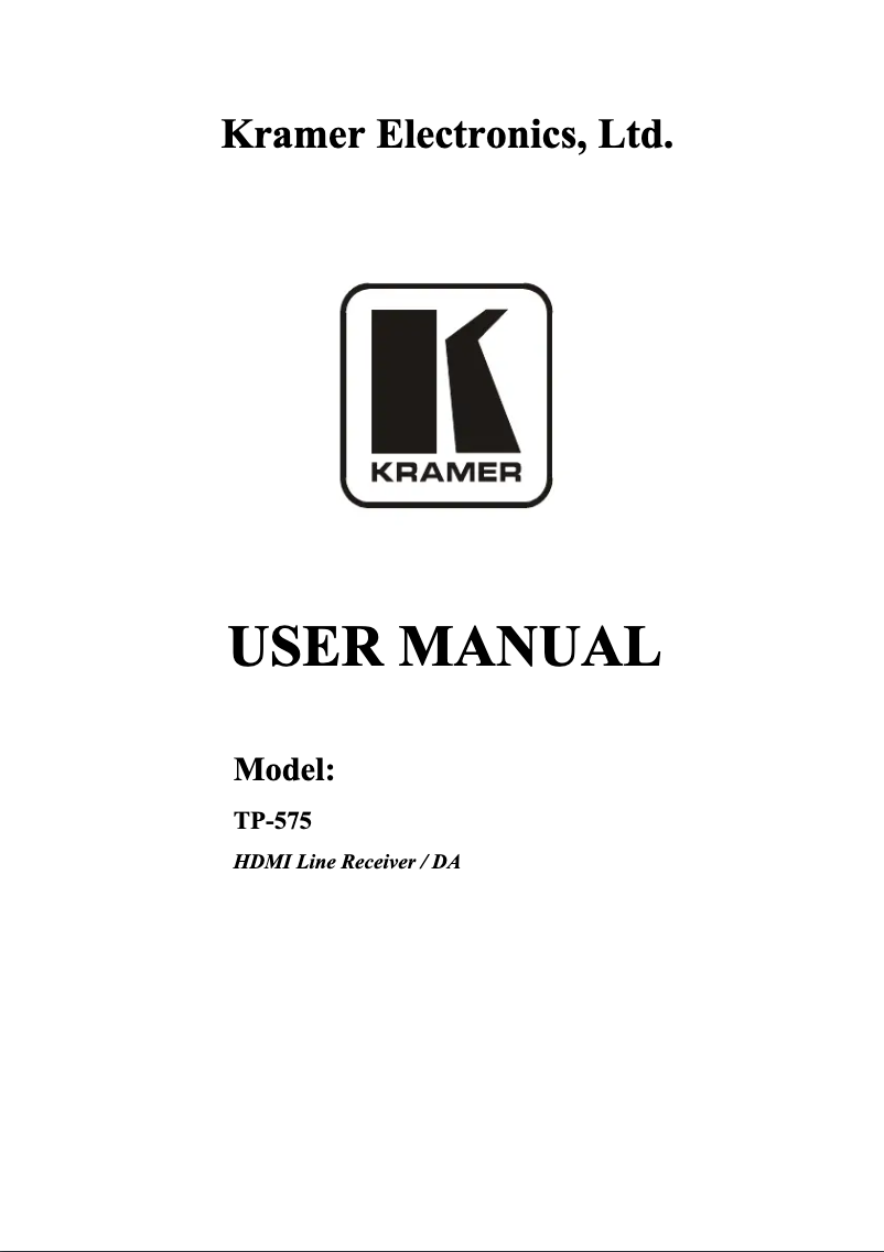 Page 1 de la notice Manuel utilisateur Kramer TP-575