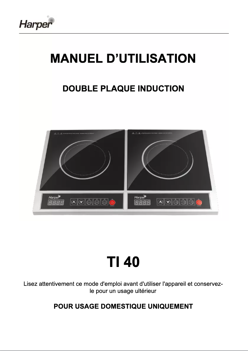 Page 1 of the manual User Manual Harper TI40