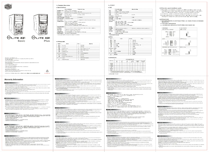 Page 1 of the manual User Manual Cooler Master Elite 431