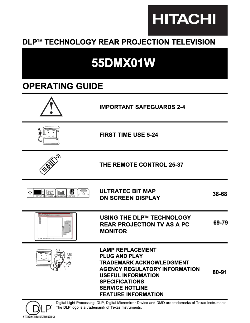 Page 1 of the manual User Manual Hitachi 55DMX01W