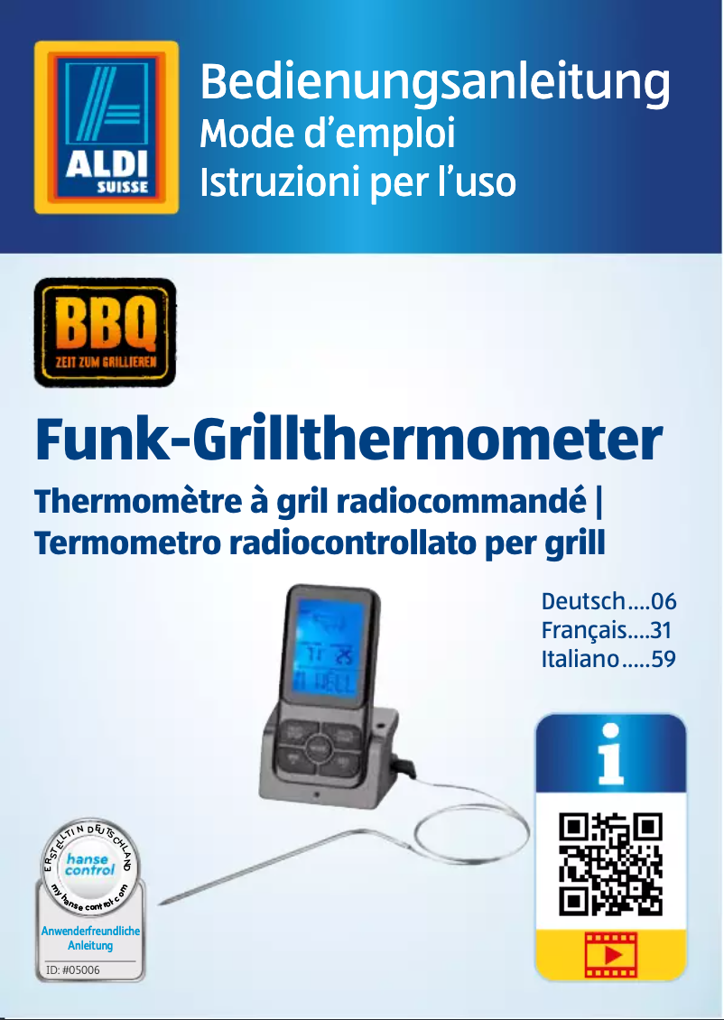 Page 1 of the manual User Manual BBQ Premium GT-TMBBQ-02e