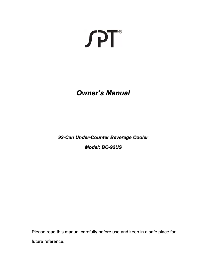 First page image of the manual for BC-92US