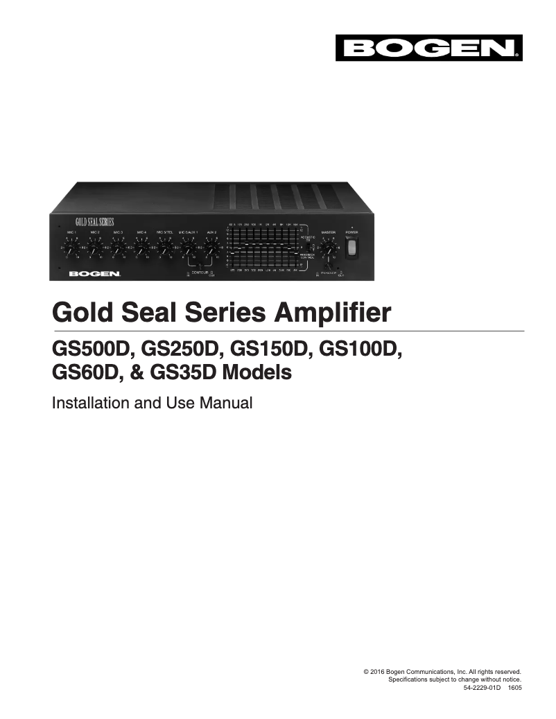 First page image of the manual for Gold Seal GS35D