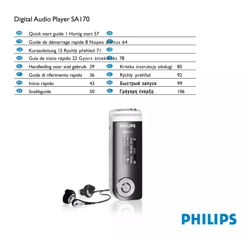Page 1 of the manual Quick Start Guide Philips GoGear SA178