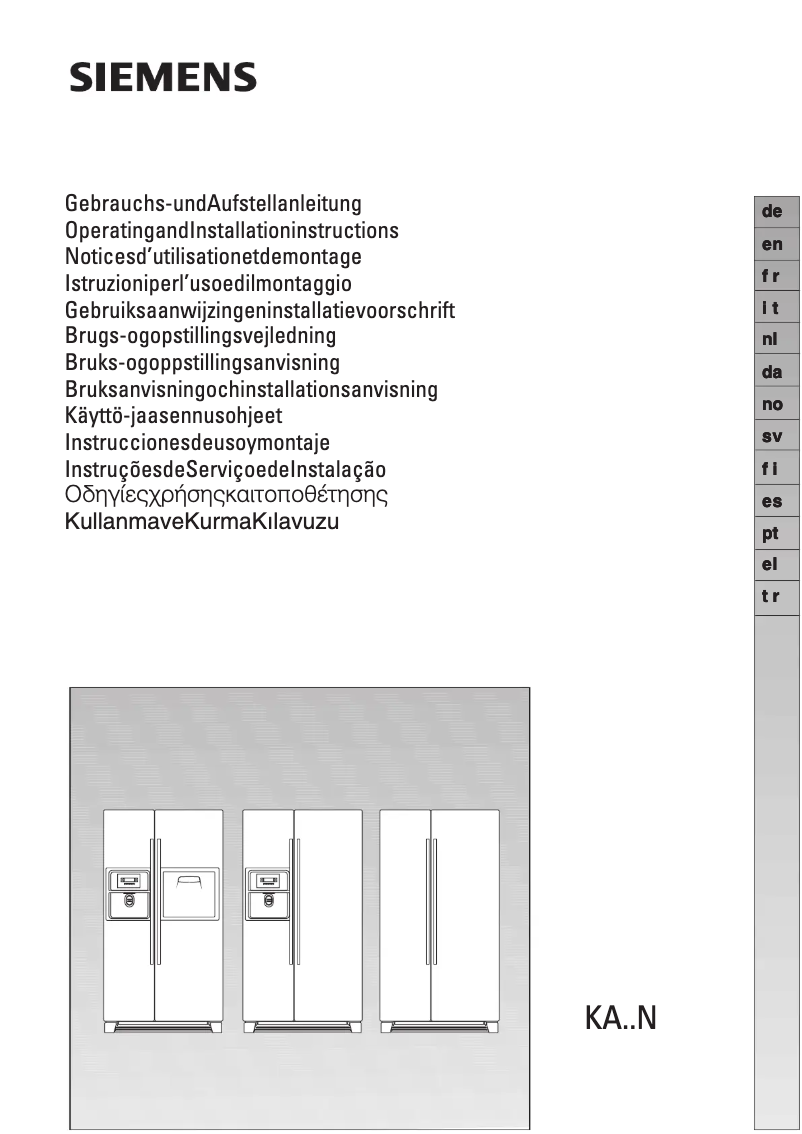 Page 1 of the manual User Manual Siemens KA58NA70