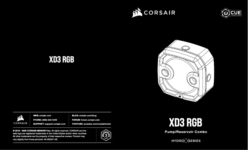 First page image of the manual for Hydro XC9 RGB