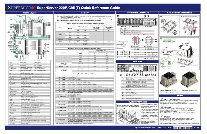 First page image of the manual for SuperServer SYS-220P-C9RT