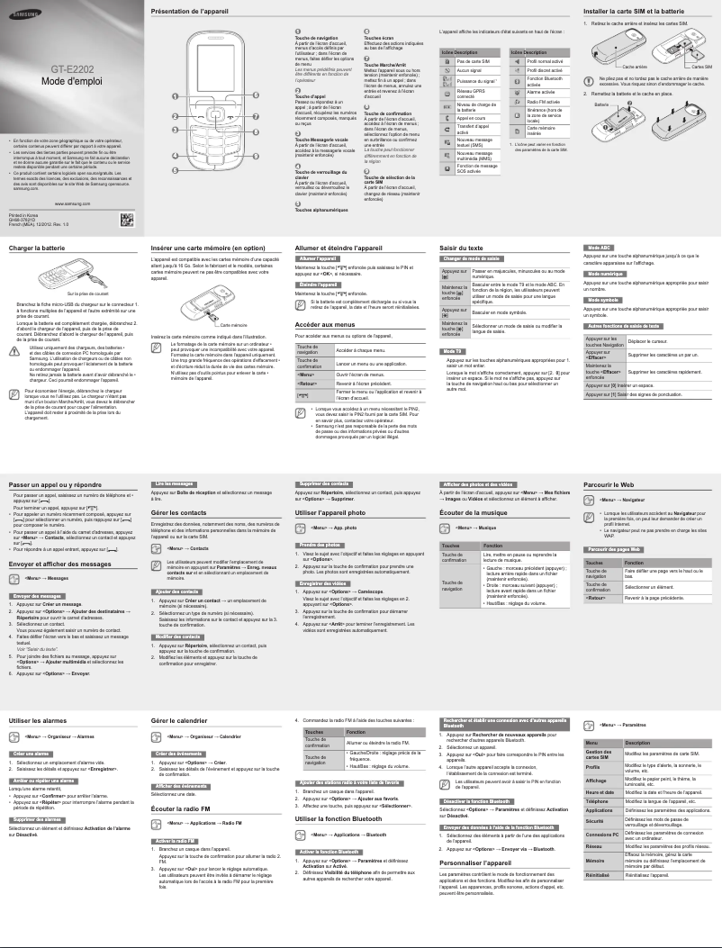 Page 1 of the manual User Manual Samsung Metro