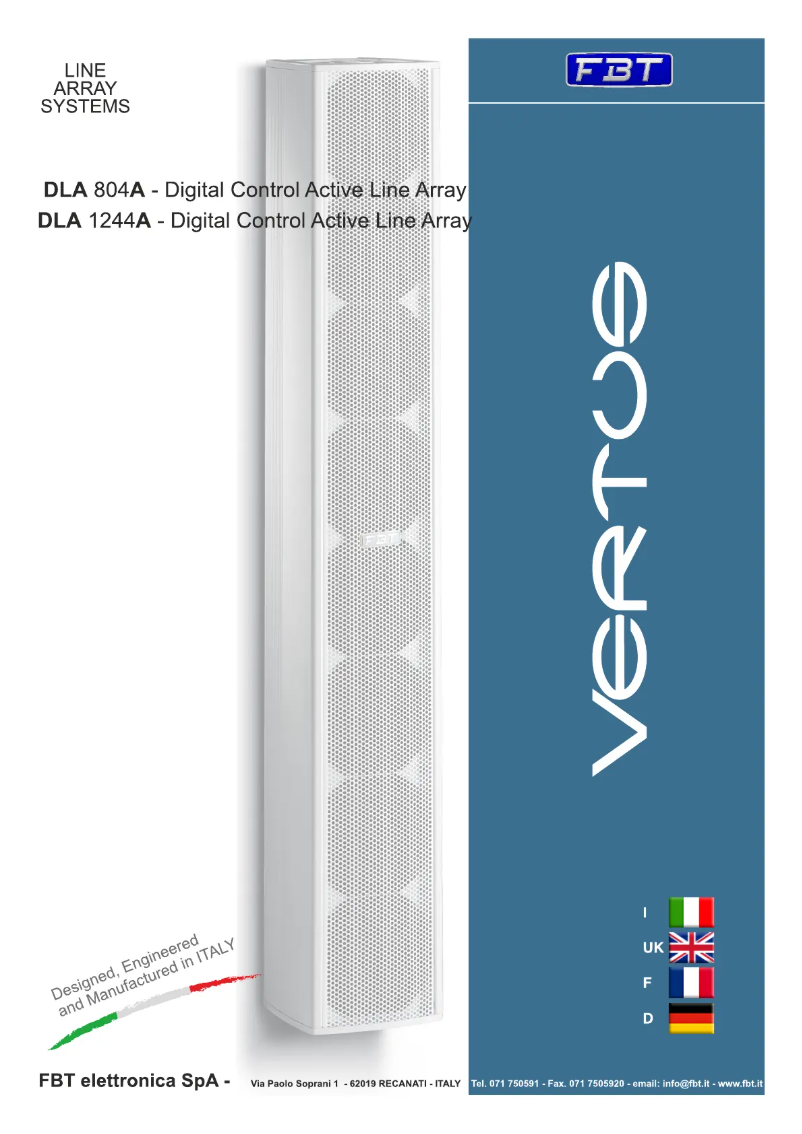 Page 1 of the manual User Manual FBT VERTUS DLA 804A