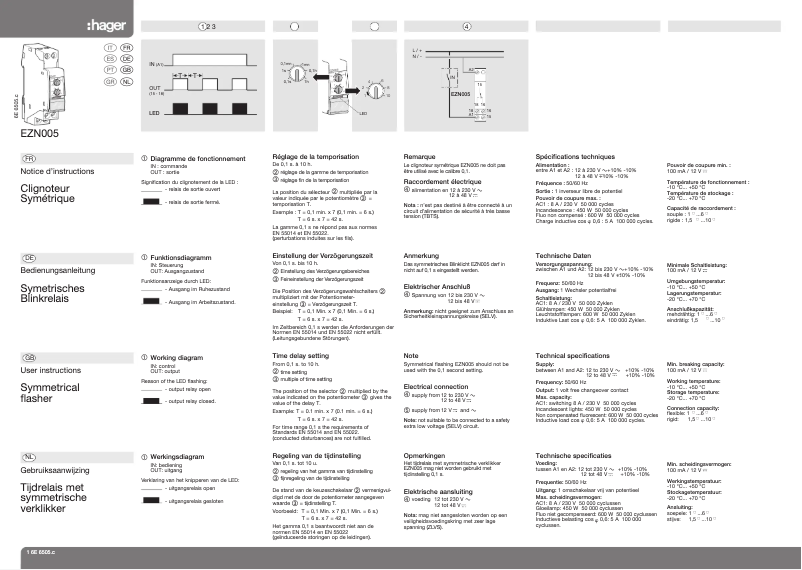 Page 1 of the manual Instruction Manual Hager EZN005