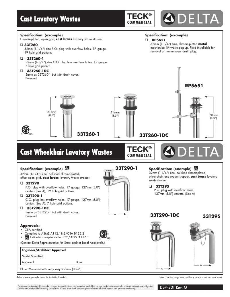 First page image of the manual for 33T290-1