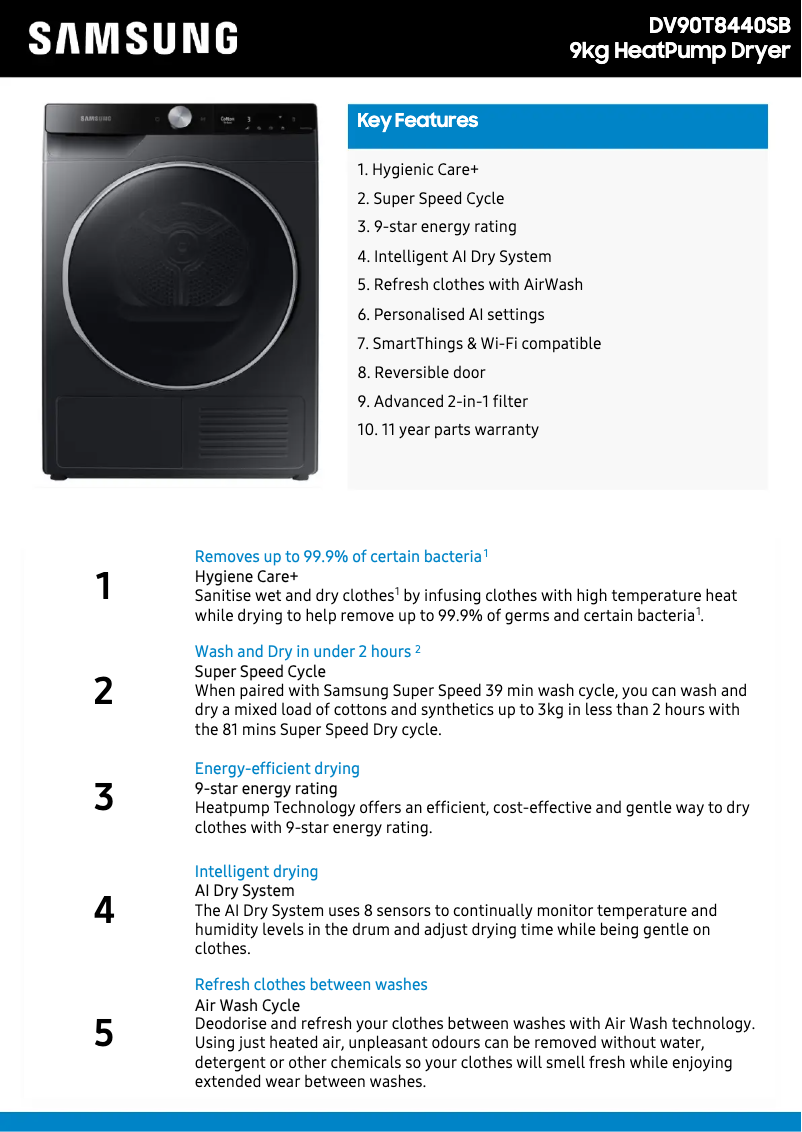 First page image of the manual for DV90T8440SB