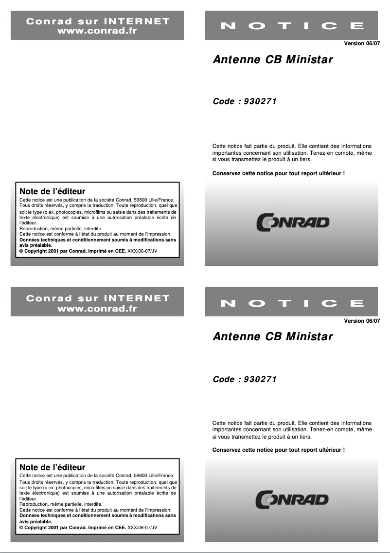 Page 1 of the manual User Manual Midland Ministar 27
