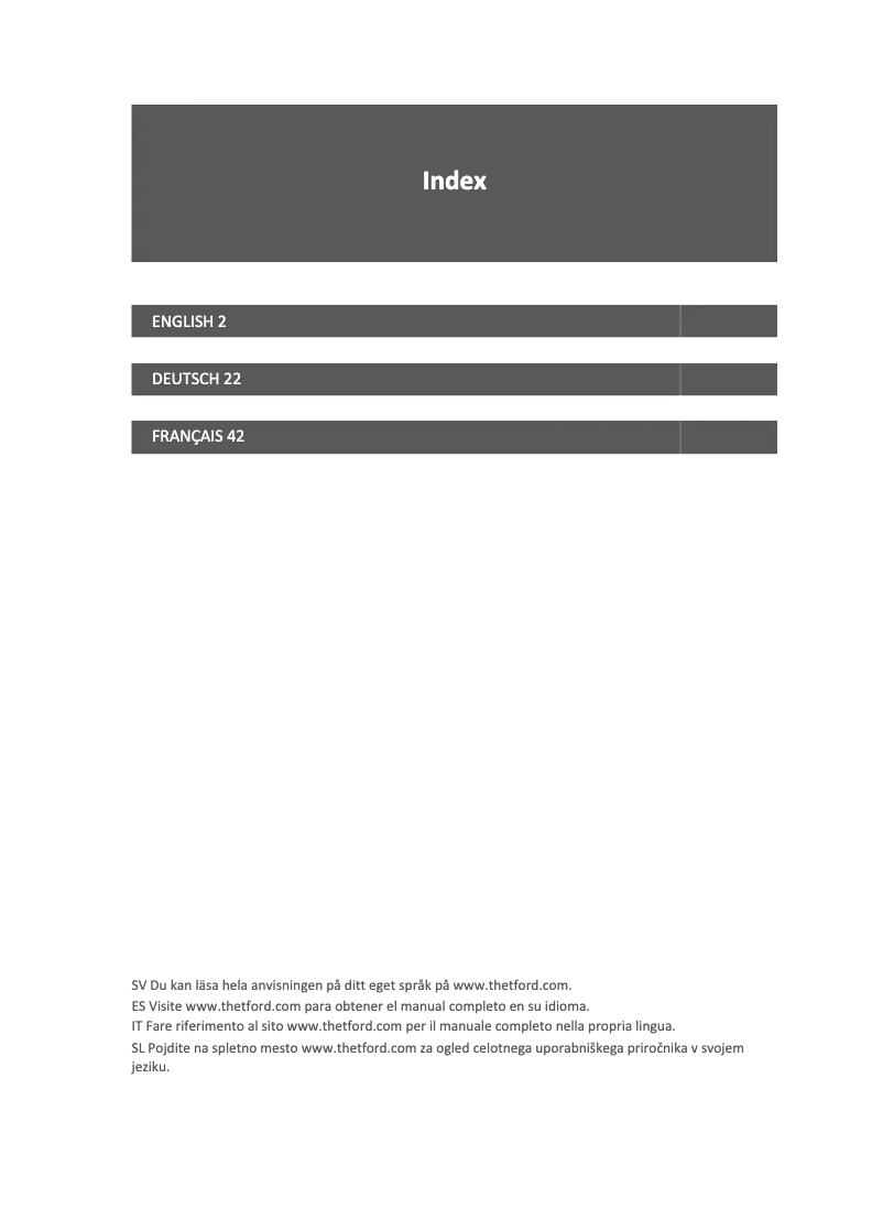 Page 1 of the manual User Manual Thetford iNDUS