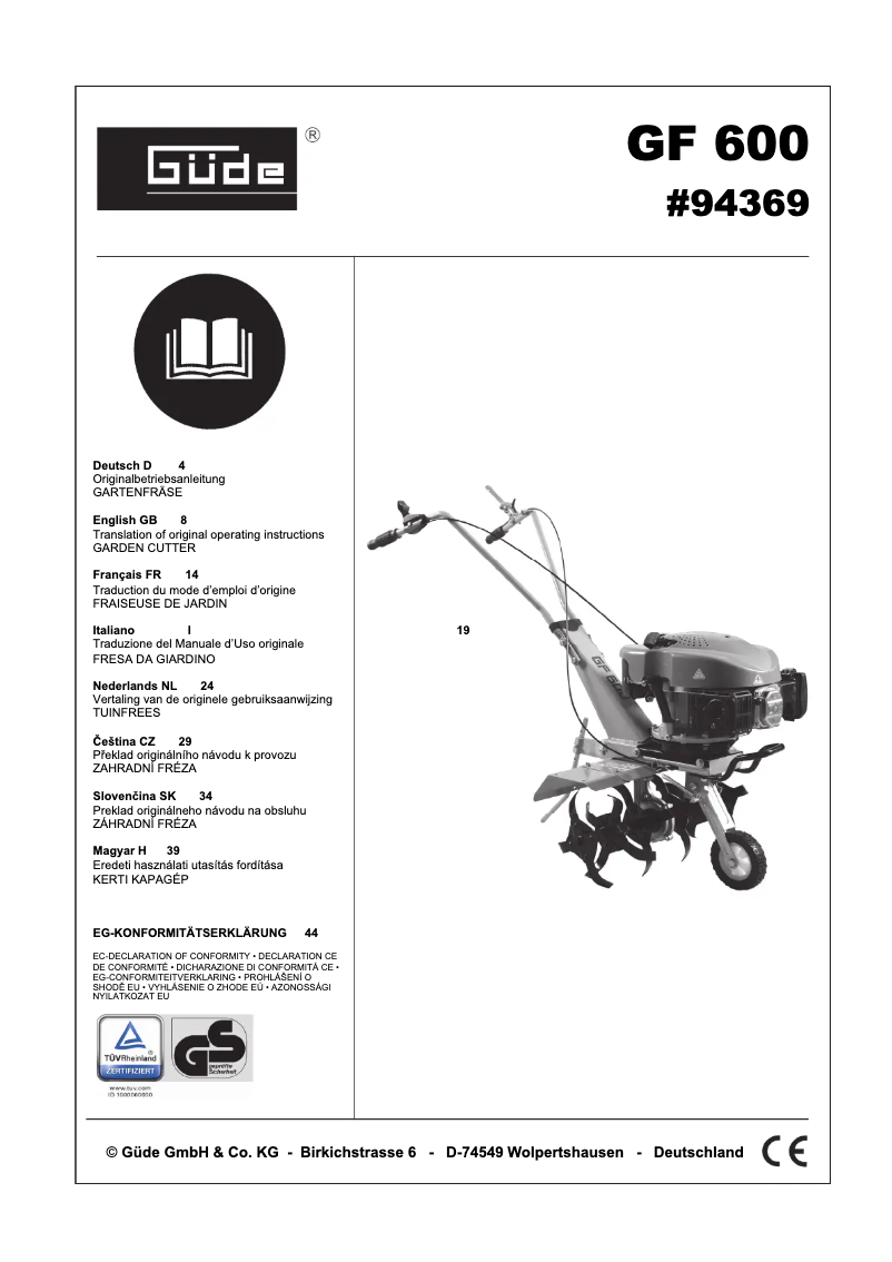 Page 1 de la notice Manuel utilisateur Güde GF 600