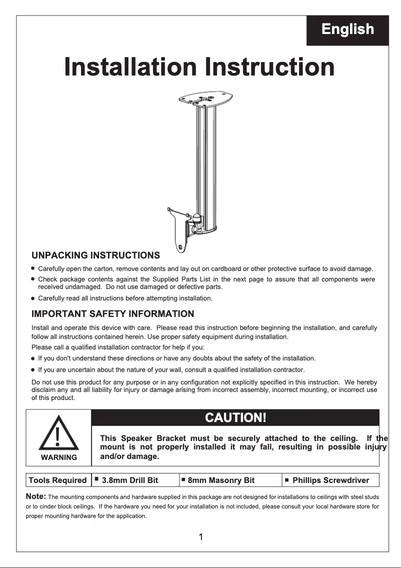 First page image of the manual for ICA-SP SSCL03