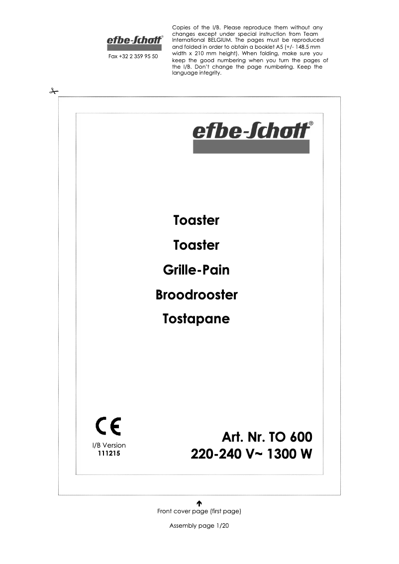 First page image of the manual for TO 600