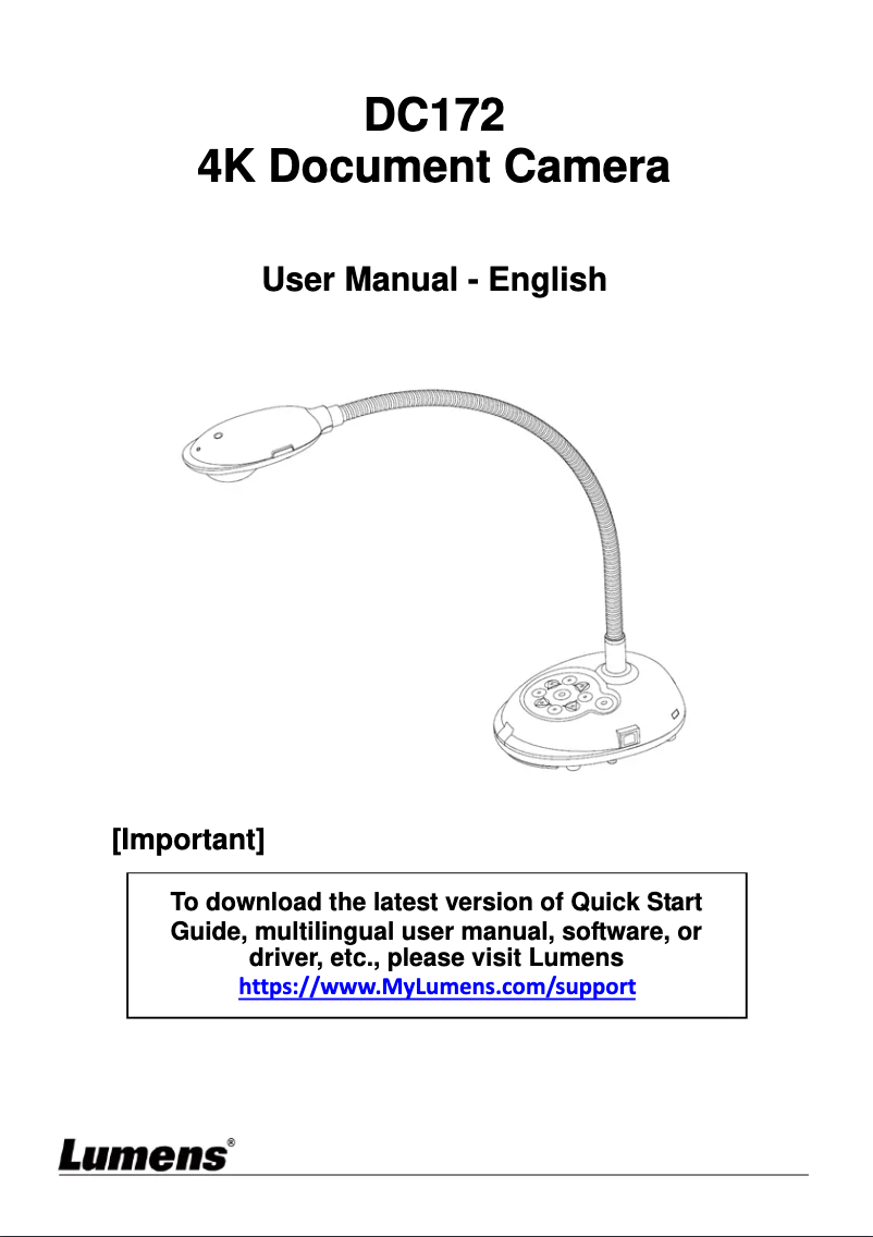 First page image of the manual for DC172