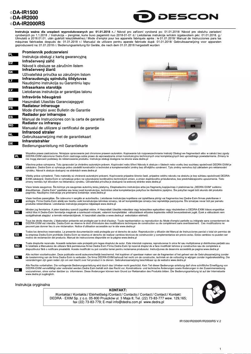 First page image of the manual for DA-IR2000