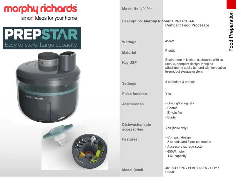 First page image of the manual for Prepstar 401014