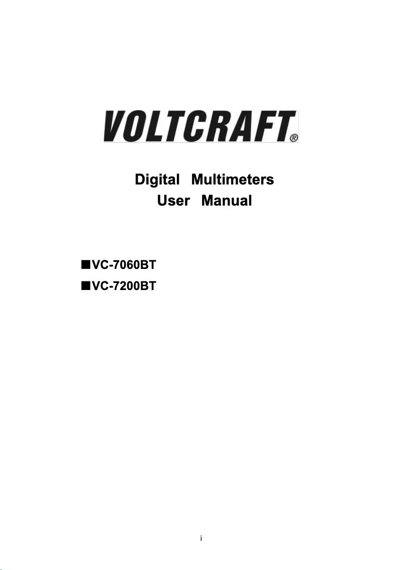 Page 1 of the manual User Manual Voltcraft VC-7060BT