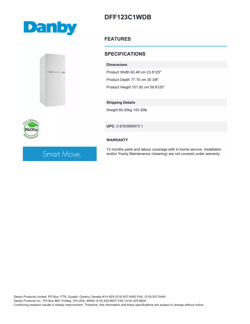 First page image of the manual for DFF123C1