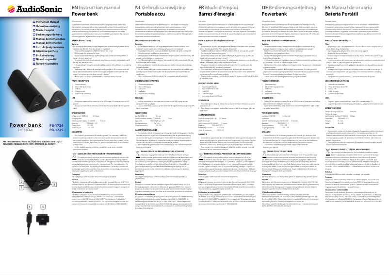 First page image of the manual for PB-1725