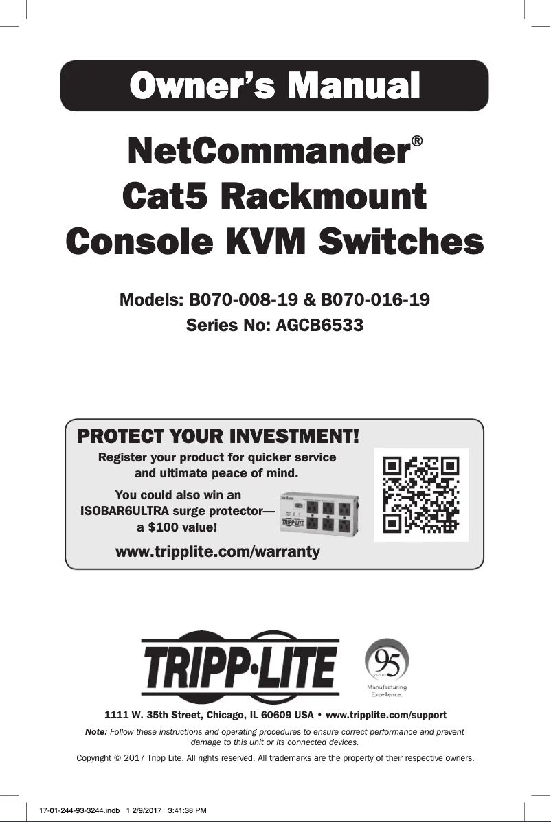 First page image of the manual for B070-016-19