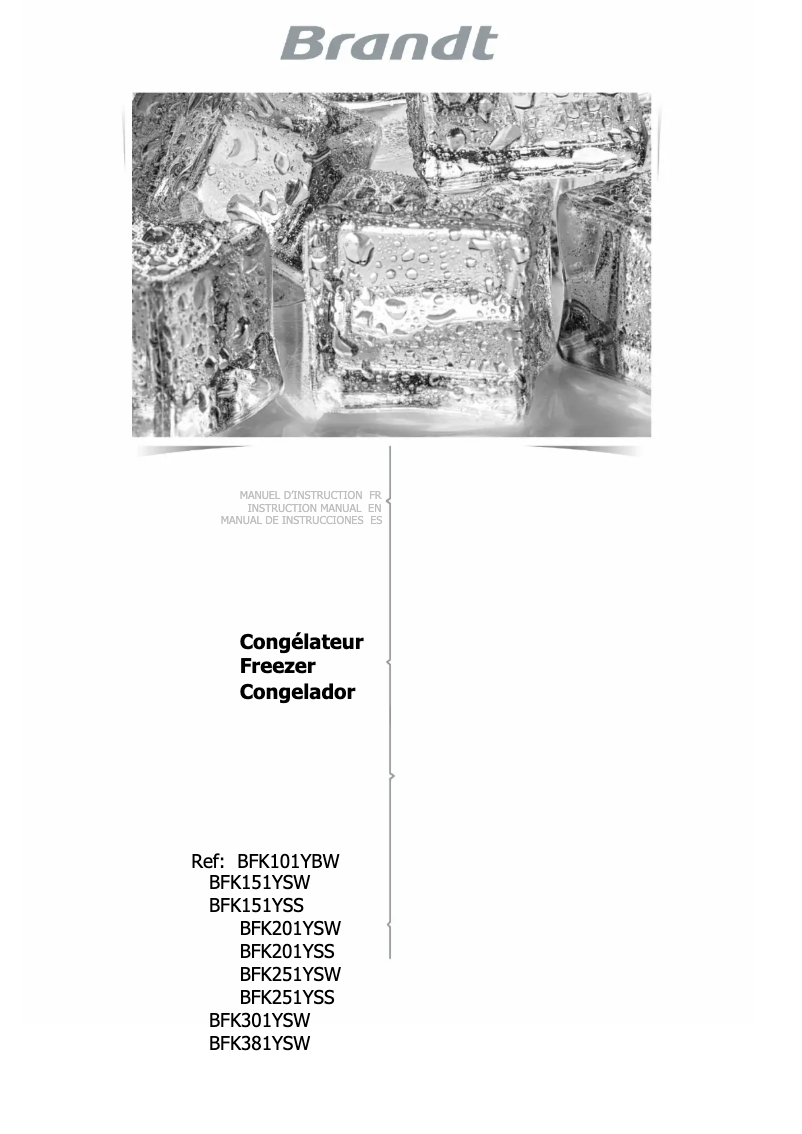 Page 1 of the manual User Manual Brandt BFK151YSW