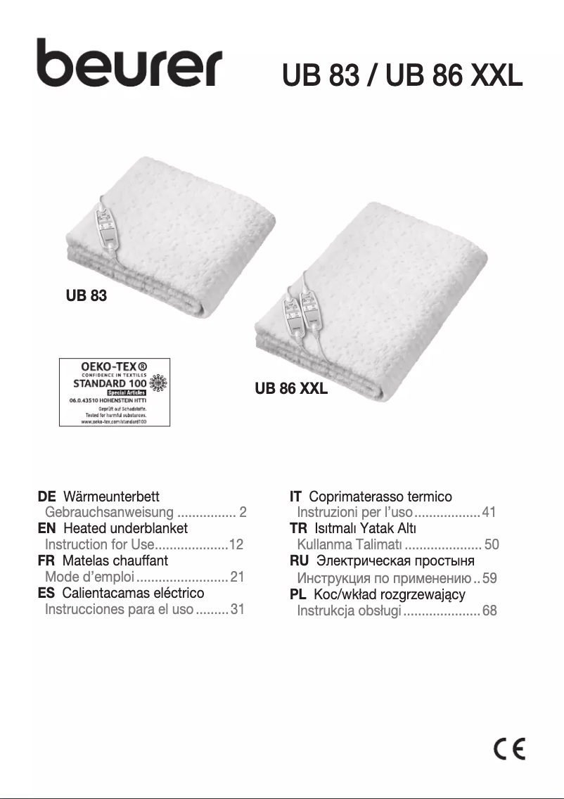 Page 1 of the manual Use and Maintenance Manual Beurer UB 86