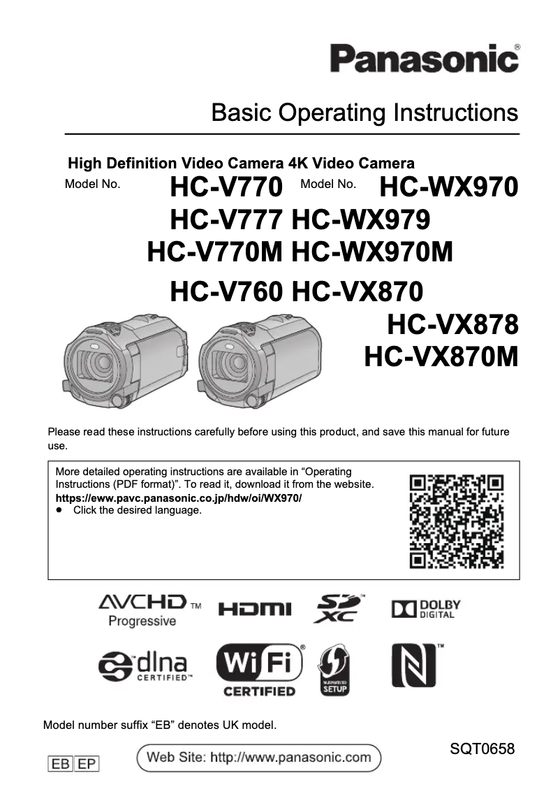 First page image of the manual for HC-VX870